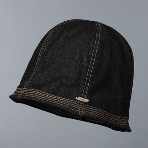 Chapeau Bob en Jean Style Japonais Rétro Tendance Printemps-Été 2025 pour Homme, Style Neutre, avec Coutures Extérieures - Product Image 1