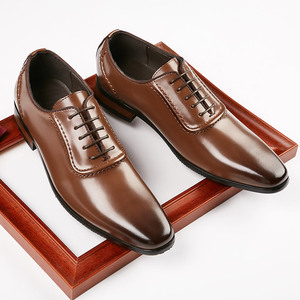 S0535Y nouveau bout pointu été en cuir robe d'affaires hommes chaussures en cuir Style britannique mariage à lacets Derby - Product Image 3