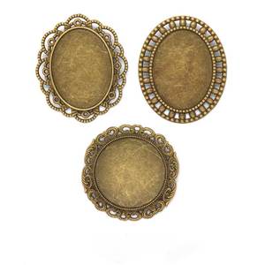 Komi 30X40mm Base en alliage de gemme ronde Vintage Time pour accessoires de bricolage avec broche de personnalisation d'image religieuse croisée faite à la main - Product Image 1