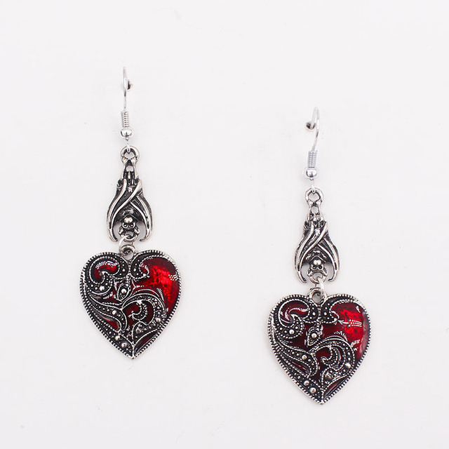 Gothic Mysterious Earrings Jewelry Blood Rose Heart-shaped Angel Pendant Earrings Ladies Retro Earrings