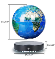 Globe terrestre flottant de 20 cm (8 pouces) pour enfants, jouet éducatif de géographie, globe de bureau personnalisé pour la maison et l'école