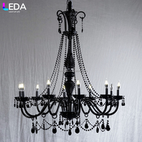 Lustre LEDA pour événements intérieurs, style européen, noir, à dix têtes, en métal, en forme de fleur, pour mariage