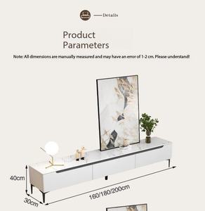 Ensemble table basse et meuble <span class=keywords><strong>TV</strong></span> moderne avec plateau en marbre et tiroirs <span class=keywords><strong>de</strong></span> rangement – Mobilier minimaliste pour salon, hôtel, appartement, bureau - Product Image 5