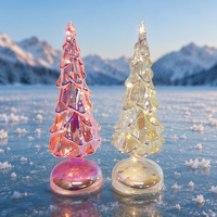 Ensemble de figurines de sapins de Noël modernes en verre soufflé, petits modèles de table, style vintage avec intérieur décoré