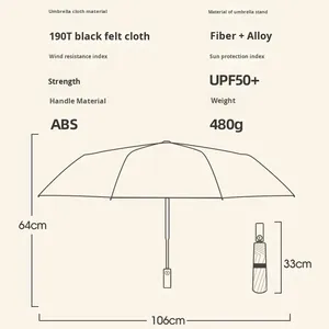 10-Rib Double-Ribbed Fully <b>Automatic</b> 10-Rib 70% Reverse Sun Rain Foldable Dual-Use Advertising <b>Umbrella</b> with Logo Printing - Product Image 1