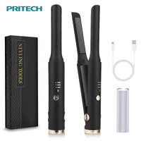 PRITECH Lisseur de barbe sans fil pour homme, mini fer à lisser fin et compact pour cheveux courts, moustache, frange, rechargeable