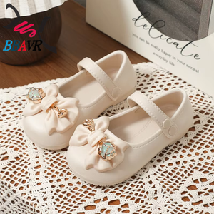 Fashion Girls' EVA Upper Temperament Commuting Non-slip Casual Little Girl Princess <b>Bow</b> Tie Autumn Button Closure Sandals - Product Image 3