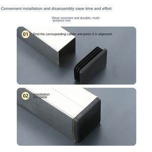 Квадратная трубка из нержавеющей стали и пластика с внутренней заглушкой, резиновая мебель, коврик для ног, насадка для труб, чехлы специального назначения - Product Image 4