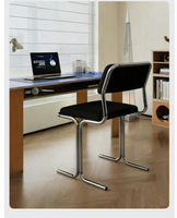 Chaise de salle à manger minimaliste italienne, pieds en acier inoxydable, chaise de vanité de luxe couleur crème pour la maison