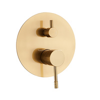 Robinet de douche encastré en laiton pour salle de bains Système de douche mural thermostatique Poignée sculptée Ensemble de douche en or brossé