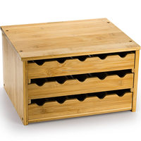 Bouteilles d'épices à 3 niveaux 30 grilles Support de rangement pour bocaux d'assaisonnement Porte-épices en bois Tiroir Organisateur Plateau Cubes pour armoires Comptoir