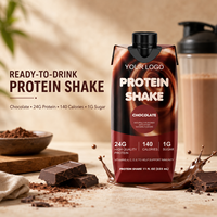 Shake protéiné prêt à boire au chocolat, 24 g de protéines, faible teneur en sucre, complément nutritionnel sportif naturel, récupération musculaire pour adultes, OEM
