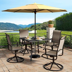 <span class=keywords><strong>Table</strong></span> à manger d'extérieur carrée moderne de 37 "x 37" <span class=keywords><strong>avec</strong></span> <span class=keywords><strong>trou</strong></span> de <span class=keywords><strong>parasol</strong></span> dessus en fer à latte noir antirouille pour hôtel et usage extérieur - Product Image 2
