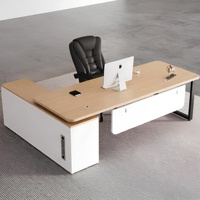 Ensemble de bureau et chaise de direction en forme de L, minimaliste et luxueux, résistant à l'usure et aux taches, pour bureau de PDG