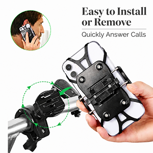 Motorcycle Phone Mount Holder Handlebar Fix Mount 360 Adjustable Quick Installation Bicycle Mobile Phone <strong>Bracket</strong> - Product Image 1