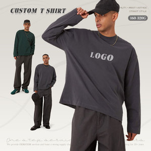 T-shirt da <span class=keywords><strong>uomo</strong></span> a <span class=keywords><strong>maniche</strong></span> <span class=keywords><strong>lunghe</strong></span> con collo rotondo oversize all'ingrosso t-shirt da <span class=keywords><strong>uomo</strong></span> a <span class=keywords><strong>maniche</strong></span> <span class=keywords><strong>lunghe</strong></span> con Logo stampato personalizzato primaverile traspirante t-shirt da <span class=keywords><strong>uomo</strong></span> - Product Image 1