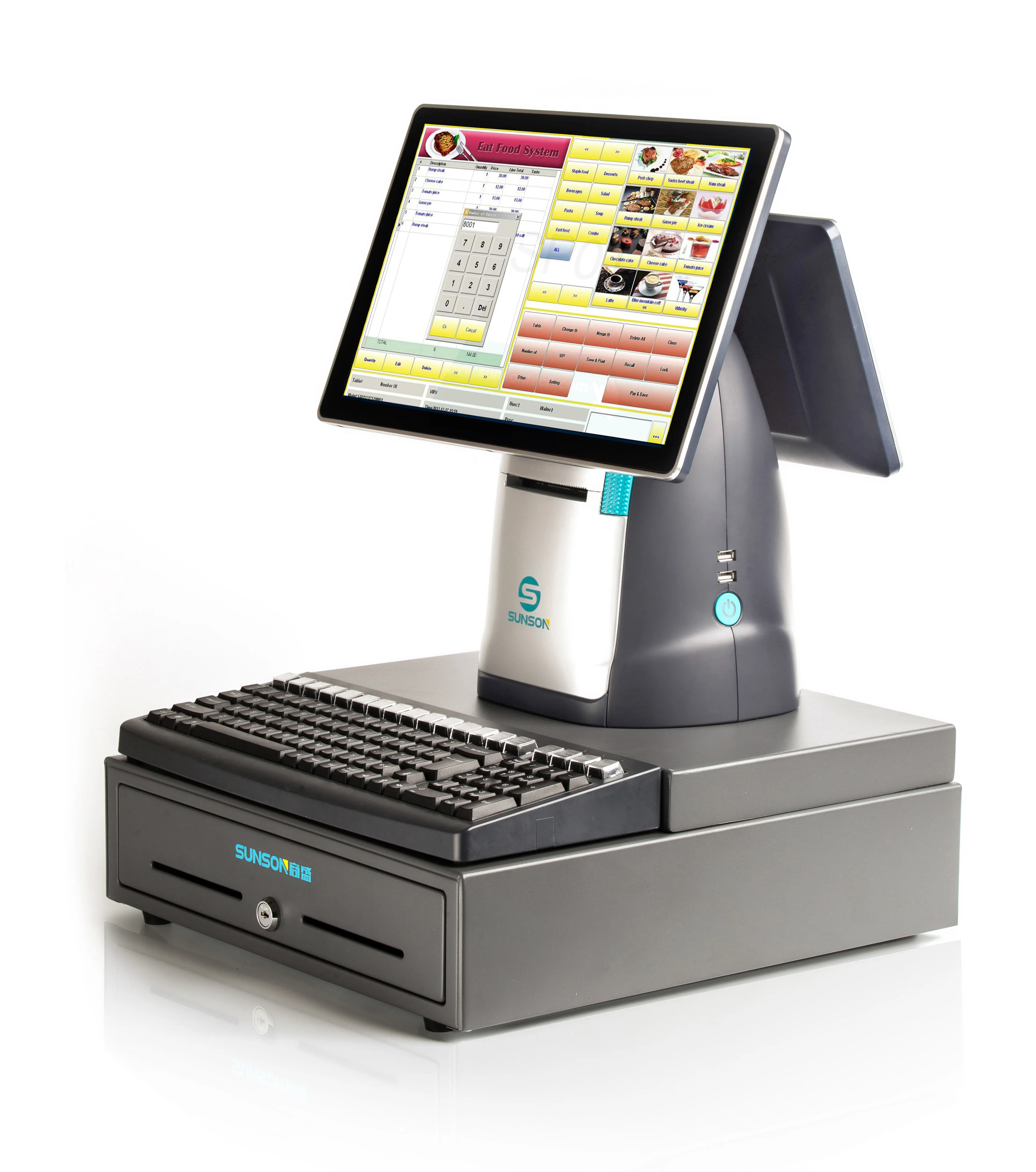 15,6-Zoll-Dual-Touchscreen-Computer POS-System Maschinen monitor Win 7 10 All-in-One-POS-Terminals