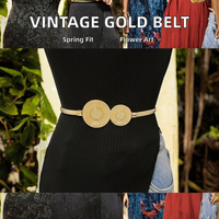 Ceinture élastique de luxe en fer à ressort, style bohème, pour femme, avec motif floral doré vintage, chaîne extensible 70 cm, accessoires pour robes