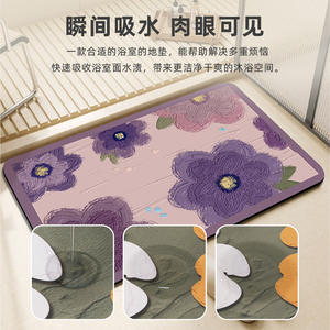 Alfombra de baño floral rectangular antideslizante para uso doméstico en el baño - Product Image 5