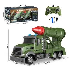 1/24 כלי רכב צבא משאית צבאית עם אורות מתנה צעצוע צבאי מתנה משאית צבאית עם 8 טילים
