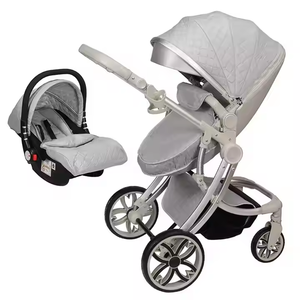 Neues Modell Mode Luxus im europäischen Stil Babys Liegestühle Leder Eierschale Kinderwagen 3-in-1 mit Trage bett - Product Image 1
