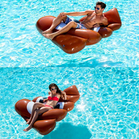 Bouée gonflable PVC pour adultes, motif caca expressif, avec fonction flottante et chaise longue inclinable