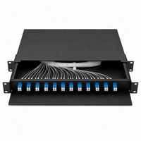 Panel Patch Fiber Optik LC 1U 12 Port 24 Core, Rak Mount ODF dengan Splice Tray untuk Pusat Data
