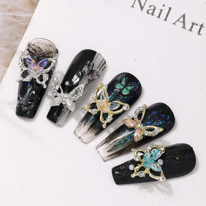 Breloques Papillon 3D en Alliage Métallique Or et Argent, Strass Zircon, pour Ongles, Cheveux, Accessoires de Bricolage et Décoration - Product Image 6