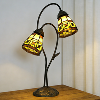 Lampe de table moderne de luxe en bronze avec dôme en verre teinté, idéale pour chambre principale, salon ou bureau