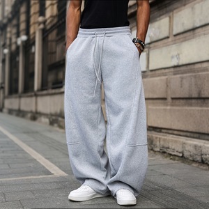Pantalon de survêtement en coton pour homme, avec cordon de serrage, longueur intégrale, couleur unie, respirant, décontracté - Product Image 1