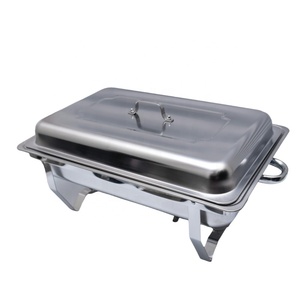 Juego de Recipientes para Buffet de Lujo para Hoteles y Restaurantes, Juego de Recipientes para Buffet de Acero Inoxidable con Calentador de Alcohol de 9L - Product Image 1