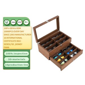 木製サングラスオーガナイザーボックスアイウェアディスプレイ眼鏡ケースメガネ収納ボックスサングラスホルダーギフト - Product Image 1