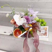 Boîte de rangement d'emballage de fleurs en acrylique Transparent Portable personnalisé de haute qualité pour Floriculture Flower Shop DIY Vase