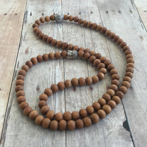 Braccialetto di <span class=keywords><strong>perline</strong></span> in legno di sandalo collana di perle di Mala in argento Buddha Om Charm meditazione Yoga da <span class=keywords><strong>uomo</strong></span> gioielli 108 Japamala <span class=keywords><strong>perline</strong></span> - Product Image 4