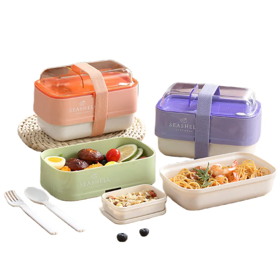 wholesale plastic tiffin lunch box elastic band food containers kids compressible design