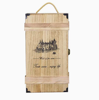 Boîte en bois pour deux bouteilles de vin rouge de style vintage, caisse en bois massif personnalisée universelle pour vin rouge, boîte d'emballage pour vin rouge