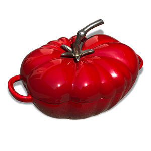 Marmite <span class=keywords><strong>en</strong></span> <span class=keywords><strong>fonte</strong></span> émaillée rouge de haute qualité, <span class=keywords><strong>grande</strong></span> capacité, <span class=keywords><strong>en</strong></span> forme de tomate, avec couvercle, pour cuisson au four, écologique - Product Image 2