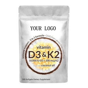 Label pribadi Vitamin D3 & K2 gel lembut dukungan kekebalan tubuh bahan baku kualitas tinggi dengan minyak kelapa - Product Image 1