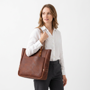 Sac à main pour femme en cuir véritable, grande capacité, souple, durable, avec fermeture éclair, imperméable et léger – Meilleures ventes - Product Image 1