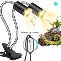 Lampe chauffante double tête pour tortues et reptiles avec UVA/UVB, minuterie automatique, supplément de calcium, chauffage et lumière LED