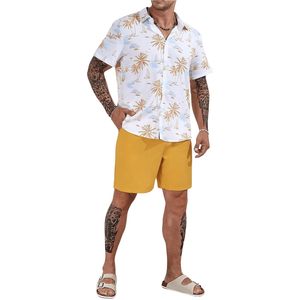 Ensemble assorti hawaïen pour homme FOXA, chemise à manches courtes et short à imprimé tropical, tenues de vacances - Product Image 5