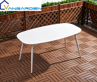 Ensemble table et chaises de jardin modernes, confortables, durables, tout en aluminium, résistant à l'eau, faible entretien, pour villa, jardin, cour.