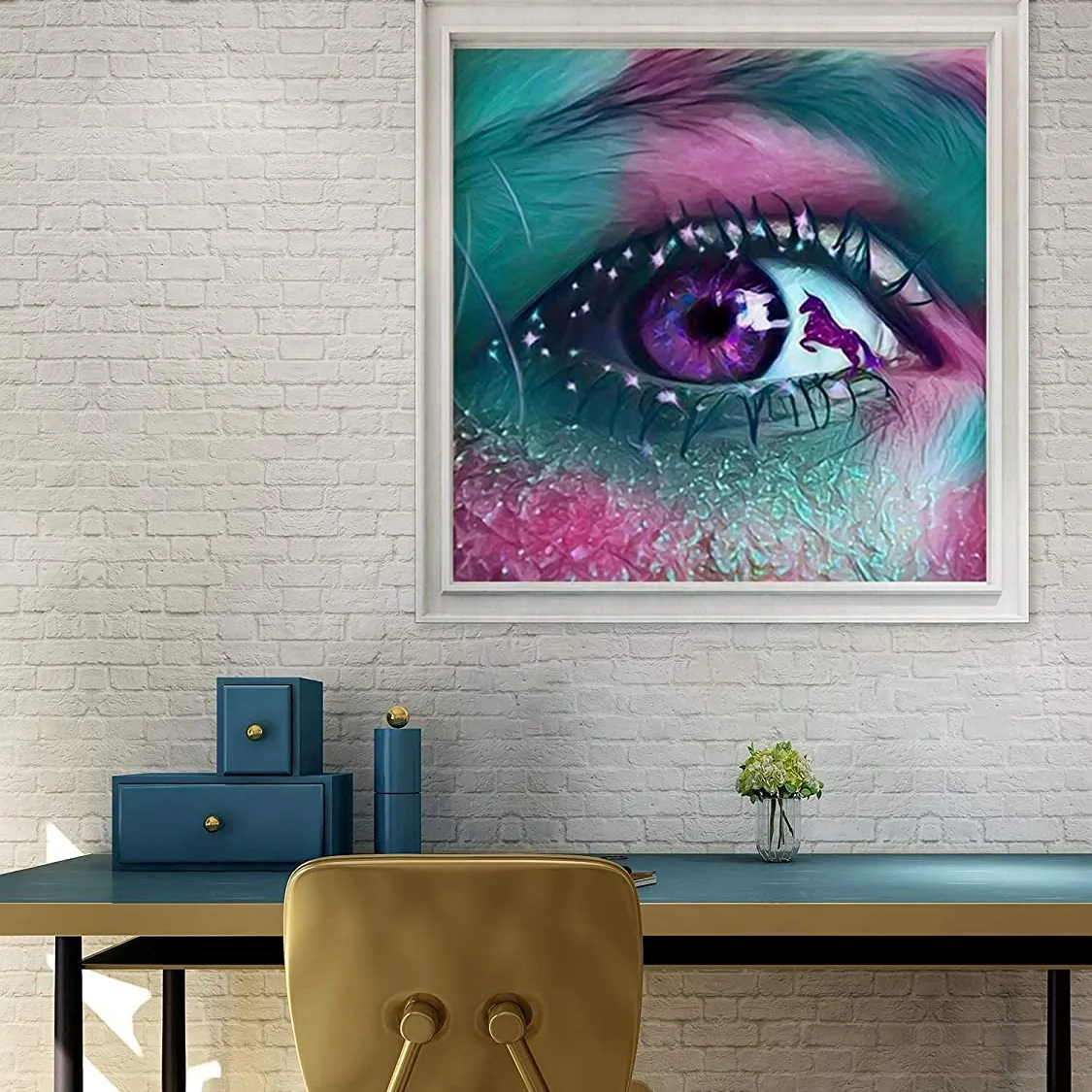 LS Custom Home Decor Craft Painting DIY 5D Crystal Diamond Painting Purple Eye canvas painting dot diamonds
