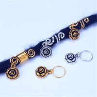 Accessoire de coiffure unisexe, anneau décoratif pour tresses, en alliage de zinc, motif feuille de rose, petit 12mm, électroplaqué