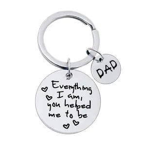 custom Keychain fashion Mom Dad Everything I am You Helped Me To BE Heart Stainless Steel keyring Father's and Mother's Day gift