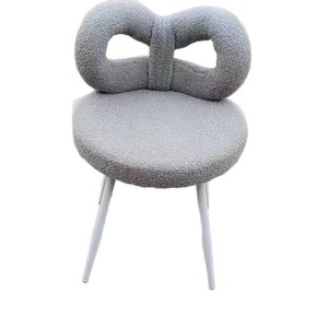 เก้าอี้แต่งหน้าสีชมพูพนักพิงโบว์โครงโลหะสำหรับใช้ในห้องนอน - Product Image 5