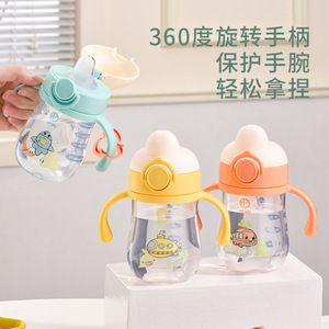Gobelet à bec pour bébé avec poignée et paille 6M+ résistant aux chocs, anti-fuite, design cartoon pour usage domestique - Product Image 3