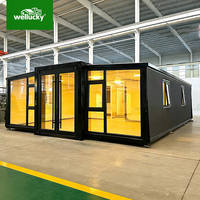 Unité de logement modulaire préfabriquée de 20 pieds et 40 pieds avec murs-rideaux en verre personnalisés, maison conteneur pliable, maison conteneur extensible