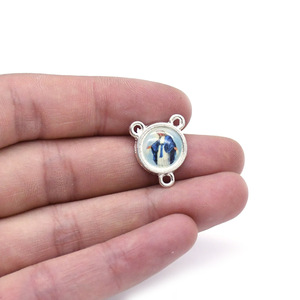 Perle de chapelet ronde en alliage, 1,8x1,4 cm, trois trous pour la fabrication de colliers - Product Image 3