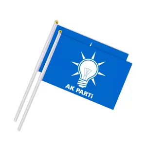 Bandeira portátil de mão para eleição de presidente da Turquia, bandeira pequena de poliéster 14x21 cm com logotipo personalizado, mini bandeira de mão para campanha de partidos